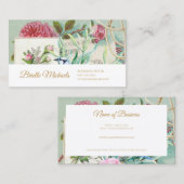 Ephemera roze roos met gouden script Visitekaartje (Voorkant / Achterkant)