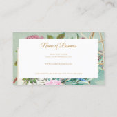 Ephemera roze roos met gouden script Visitekaartje (Achterkant)