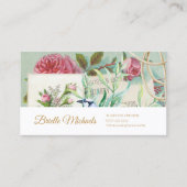 Ephemera roze roos met gouden script Visitekaartje (Voorkant)