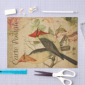 Ephemera Two Weaver Birds Pink Roses Decoupage Tissuepapier (Craft)