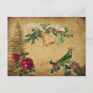 Ephemera Vintage Decoupage Kerst Vakantie Briefkaart