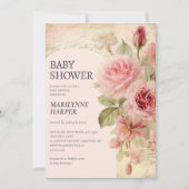 Ephemeraal  Rozen Baby shower Kaart (Voorkant)