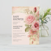 Ephemeraal  Rozen Baby shower Kaart (Staand voorkant)