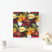 Ephemeral Autumn Foliage in Waterverf Vivid Bold Vierkante Klok (Huis)