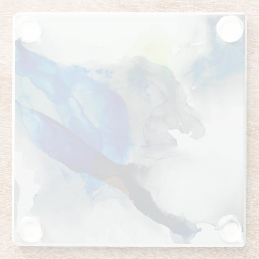 Ephemeral - Blauw & grijs Glazen Onderzetter (Achterkant)