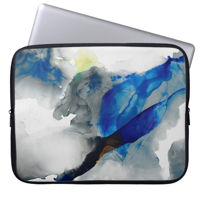 Ephemeral - Blauw & grijs Laptop Sleeve (Voorkant)
