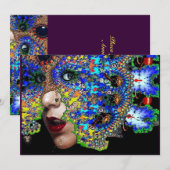 EPHEMERAL Mardi Gras Masquerade Ball, blauw masker Aankondiging (Voorkant / Achterkant)