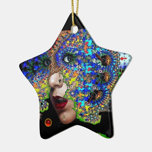 EPHEMERAL , Red Ruby , Blue Sapphire Star Keramisch Ornament (Links)