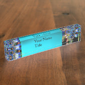 EPHEMERALE/KLEURSTOF IN BLAUW KADER NAAMBORDJE (Zijkant)