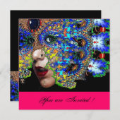 EPHEMERALMardi Gras Masquerade Ball, fuchsia black Kaart (Voorkant / Achterkant)