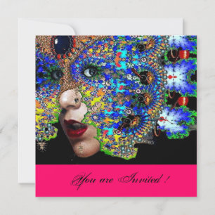 EPHEMERALMardi Gras Masquerade Ball, fuchsia black Kaart