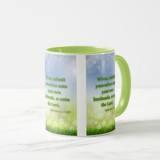 Ephesians 5:22 KJV Bijbelscripts Pic Two-Tone Mok (Voorkant rechts)