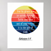 Ephésiens 2:8 KJV Multicolor Poster (Devant)