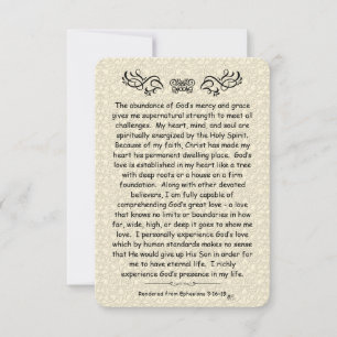 Ephésiens 3:16- Scripture Note Carte Retour