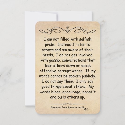 Ephésiens 4:29 Parchemin de carte de note de l'écr (Devant)