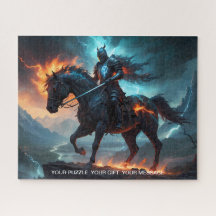 Epic Black Knight & Stallion Art Puzzel Collectie