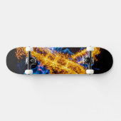 Epic Blue Orange Flame Abstract Magic Energy Skateboard (Horizontaal)