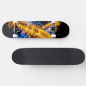 Epic Blue Orange Flame Abstract Magic Energy Skateboard (Horizontaal)