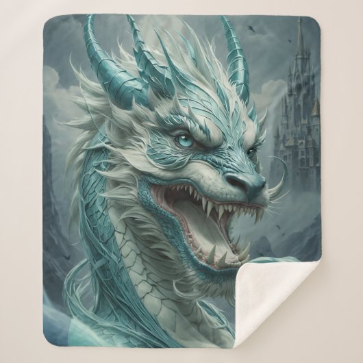 Epic Blue Storm Dragon Sherpa Deken (Voorkant)