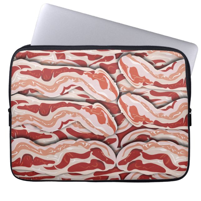 Epic Breakfast geïllustreerd Bacon Pattern Design Laptop Sleeve (Voorkant)