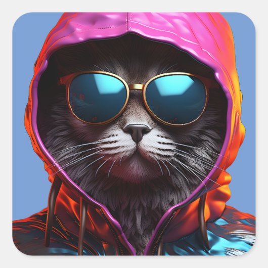 Epic Cat met zonnebril Sticker (Voorkant)