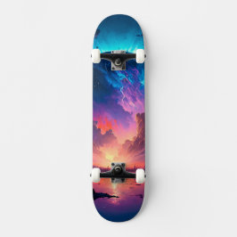 Epic color gevulde sky and planeet in space skateboard