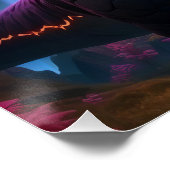 Epic Cosmic Dinosaur Fantasy Levendig Landschap Po Perfect Poster (Hoek)