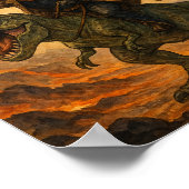 Epic Cowboy Cat Riding Dinosaur – Bold Watercolor Poster (Hoek)