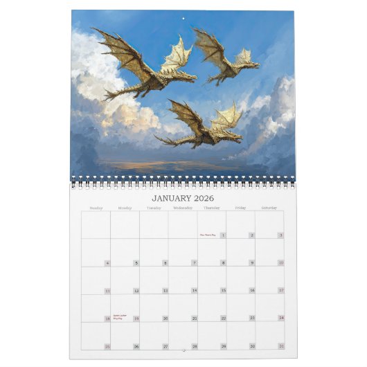 Epic Dragon Art Fantasy Calendar Kalender (Jan 2026)