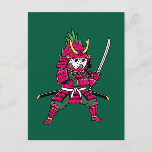Epic Dragon Fruit Samurai Warrior Katana Illustrat Briefkaart (Voorkant)