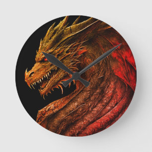 Epic Dragon Retro Clock Ronde Klok