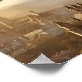 Epic Dragon sur la ville médiévale Poster (Coin)