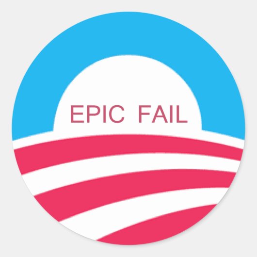 EPIC FAIL OBAMA, 4-6-10 RONDE STICKER (Voorkant)