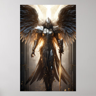 Epic Fantasy Warrior Holding Lang Zwaard Poster