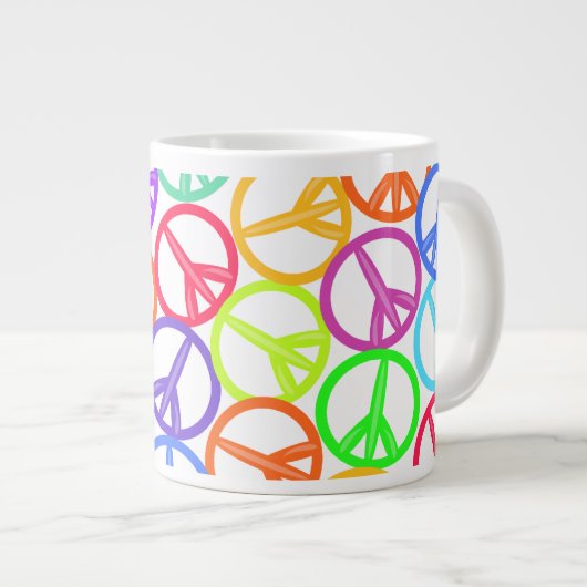 Epic Groovy Fun Peace Sign Pattern Extra Grote Mok (Voorkant rechts)