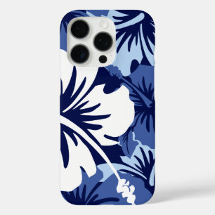 Epic Hibiscus Floral Hawaiian Navy White iPhone 16 Pro Hoesje