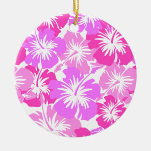 Epic Hibiscus Hawaiian Floral Aloha Shirt Print Keramisch Ornament