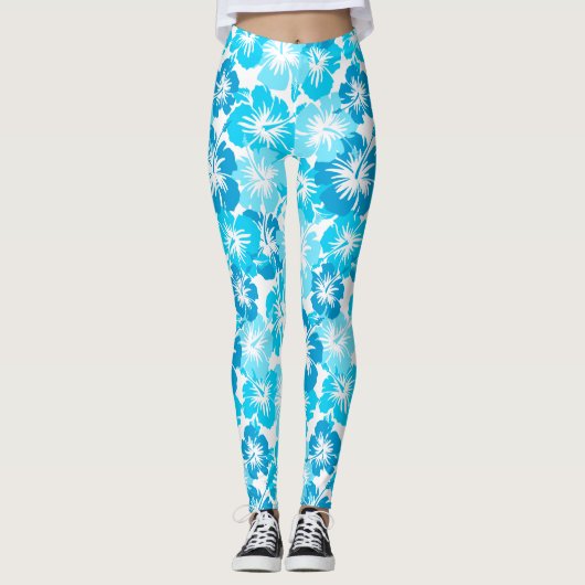 Epic Hibiscus Hawaiian Tropische Floral Leggings (Voorkant)
