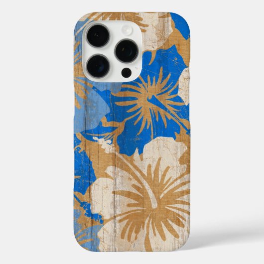 Epic Hibiscus Surfboard Faux Hout in Blue Case-Mate iPhone Case (Achterkant)