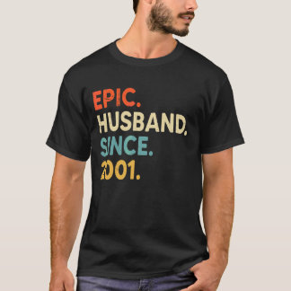 Epic Husband Sinds 2001 21st Wedding Anigelet op V T-shirt