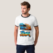 Epic JDM Street Racing Drift Car Flaming Graphic T-shirt (Voorkant volledig)