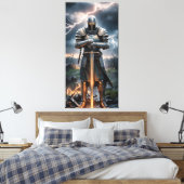 Epic Knight Warrior Digitale Poster Middeleeuwse F Canvas Afdruk (Insitu (Slaapkamer))