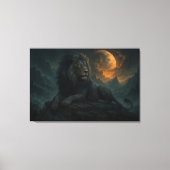 Epic Moonlit Lion – Celestial Mountain Guardian –  Canvas Afdruk (Voorkant)