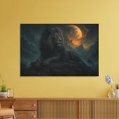 Epic Moonlit Lion – Celestial Mountain Guardian –  Canvas Afdruk (Insitu (Woonkamer))