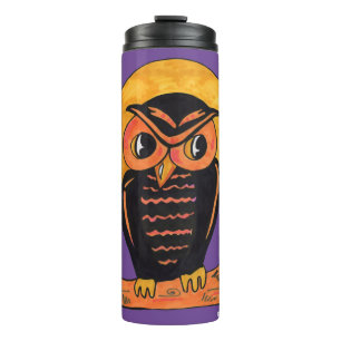 Epic Owl Halloween Cartoon Character Art Thermosbeker