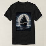 Epic Pirate Ship Moon T-Shirt – Dark Ocean Pirate<br><div class="desc">Set sail into the night with this epic pirate ship design featuring a mysterious vessel sailing across a dark ocean under a massive glowing moon. Surrounded by mist, waves, and a dramatic night sky, this design captures the spirit of pirate adventure and the thrill of the open sea. Perfect for...</div>