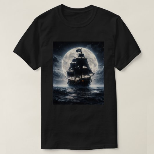 Epic Pirate Ship Moon T-Shirt – Dark Ocean Pirate (Design devant)