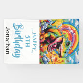 Epic Rainbow Dinosaur verjaardagsfeestje Spandoek (Horizontaal)