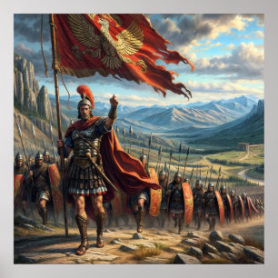 Epic Red Realistic Roman Legion Landschap Poster