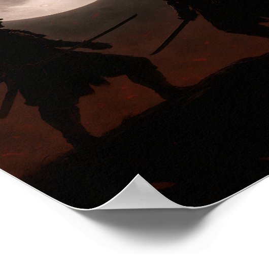 Epic Samurai Duel Under Full Moon Poster (Coin)